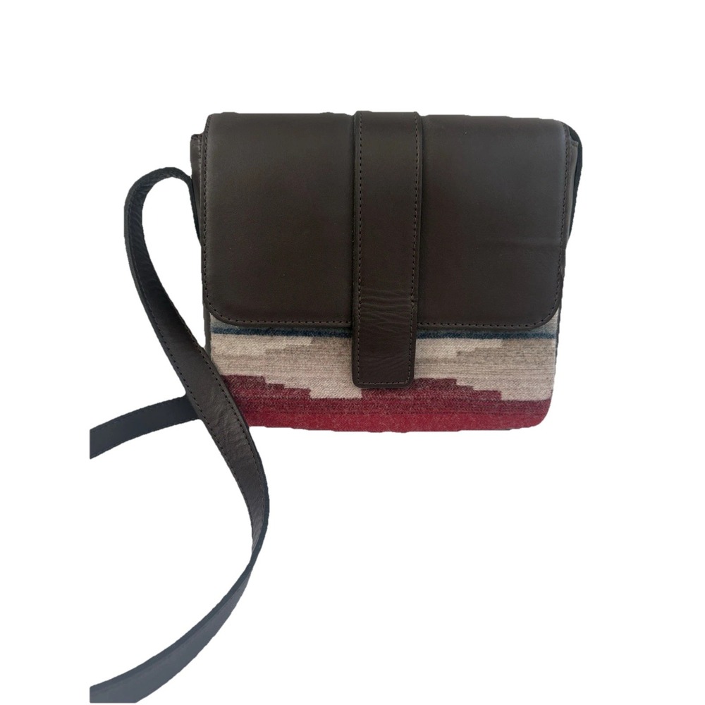 Pendleton Wool Leather Crossbody Bag Southwest Boho Western Santa Fe Purse
